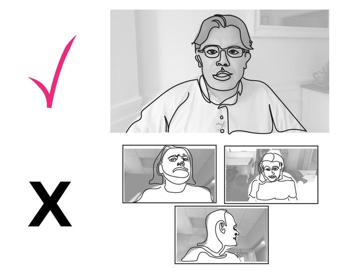 Drawings of people's heads and shoulders